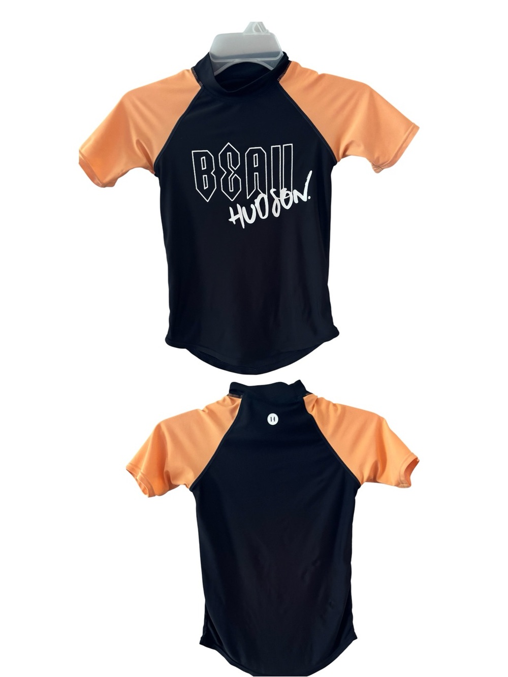 BEAU HUDSON Rash Guard UPF 50 Short Sleeve Swim Shirt